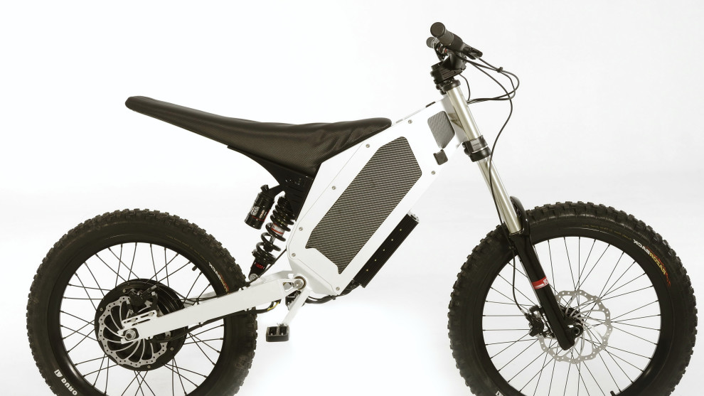 The 5,200 watt Stealth Hurricane weighs 38kg and can do 80kph. These shouldn't be ridden on any publicly accessible MTB trails - it's basically an electric motorbike.
